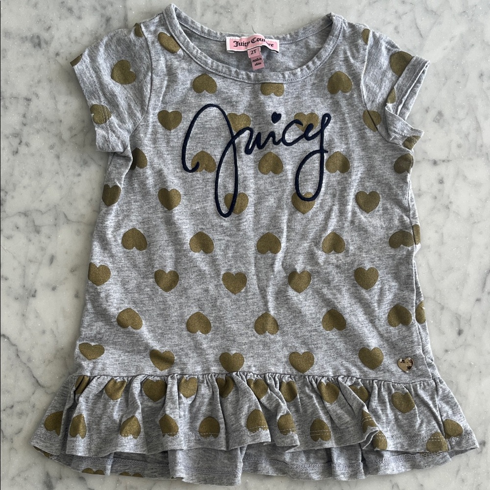 Juicy Couture Kids Tee with Gold Hearts